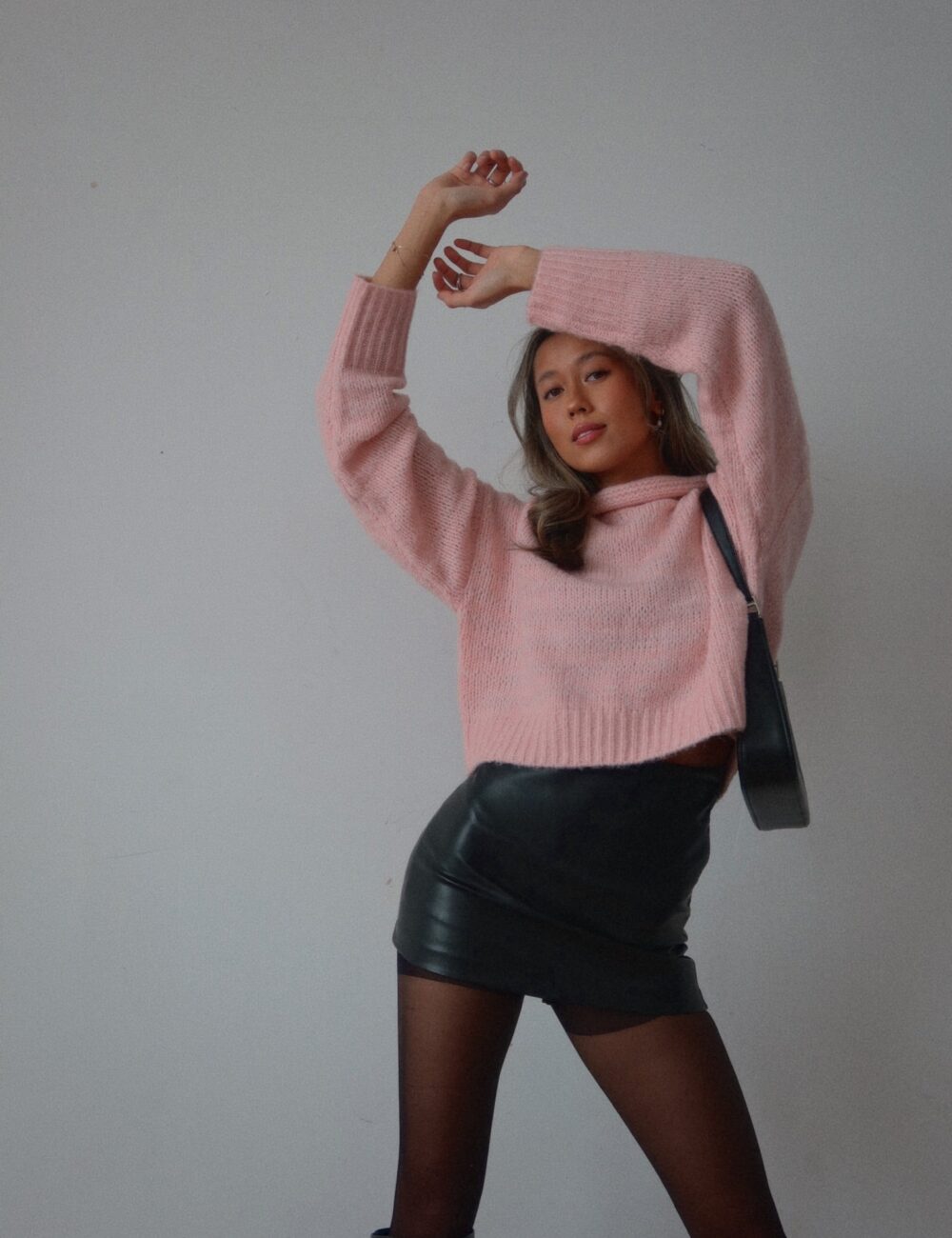 Tenley Textured Turtleneck In Blush - Image 3