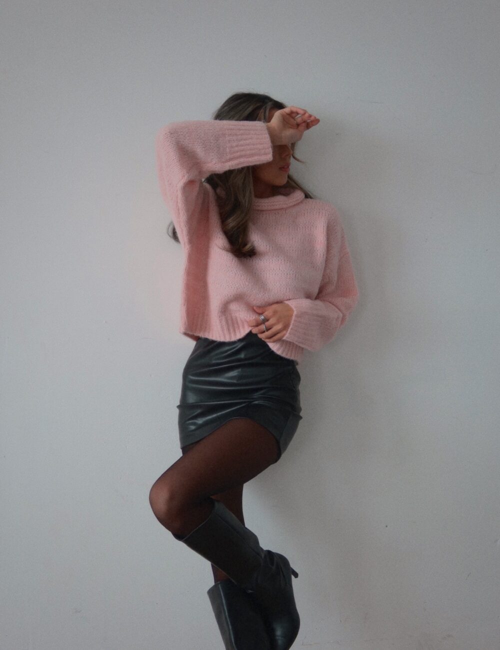 Tenley Textured Turtleneck In Blush - Image 4