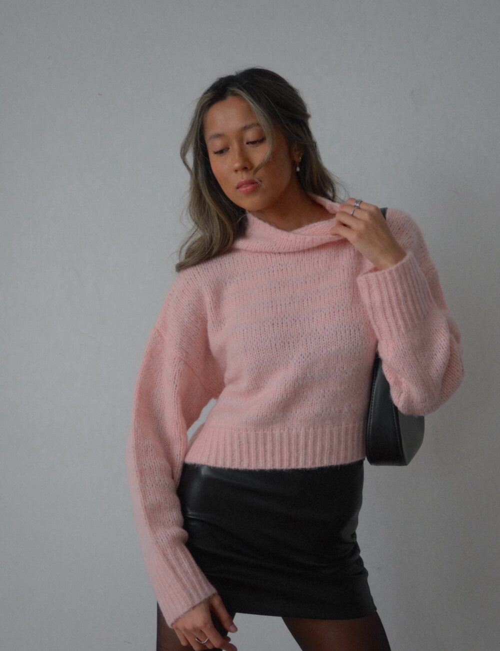 Tenley Textured Turtleneck In Blush - Image 5