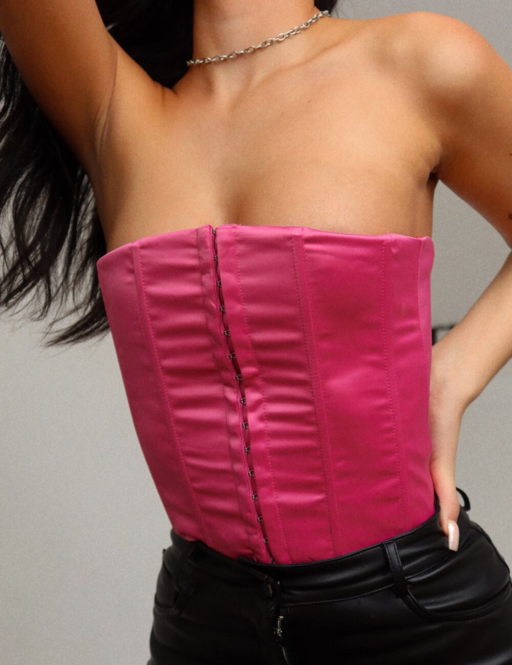 Peony Satin Lace Up Corset Top - Image 4