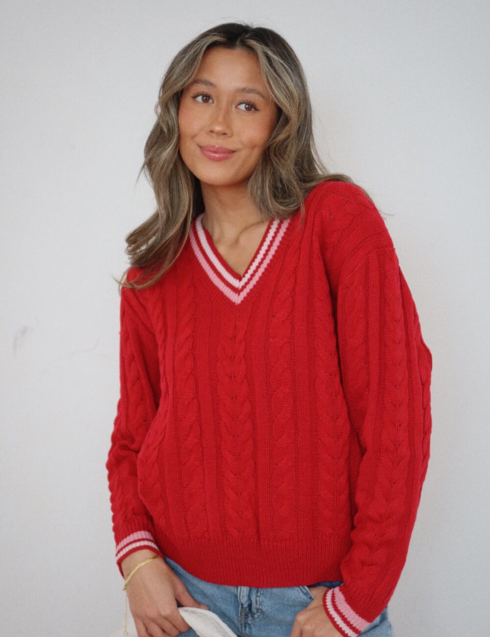 Sweetheart Cable Knit Sweater - Image 6